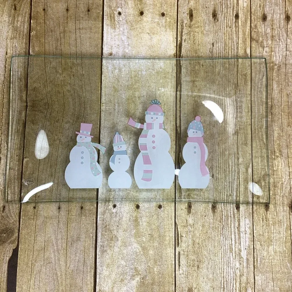 Pampered Chef Snowmen Rectangular Platter #2821 New In Box Christmas Decor